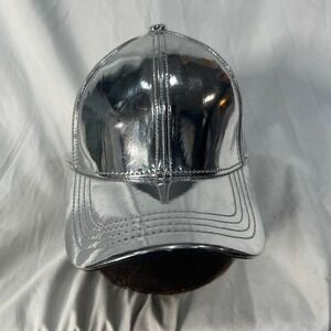 Gary M Metallic Silver Mirror Baseball Cap Adjustable Shiny Festival Hat Mens